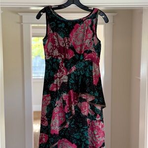 Nanette Lepore Silk Floral Dress - NWOT - size 0 Fuschia/Pink and Teal/Green